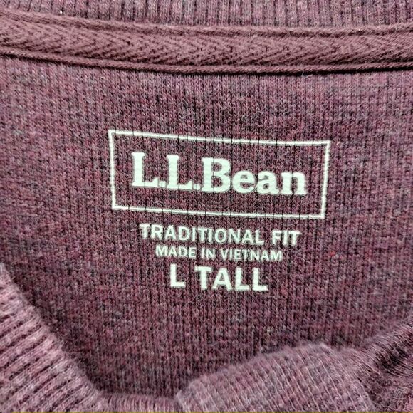 LL BEAN Shirt Men Size LT Red Unshrinkable Mini Waffle Henley Long Sleeve Cotton - Picture 6 of 13